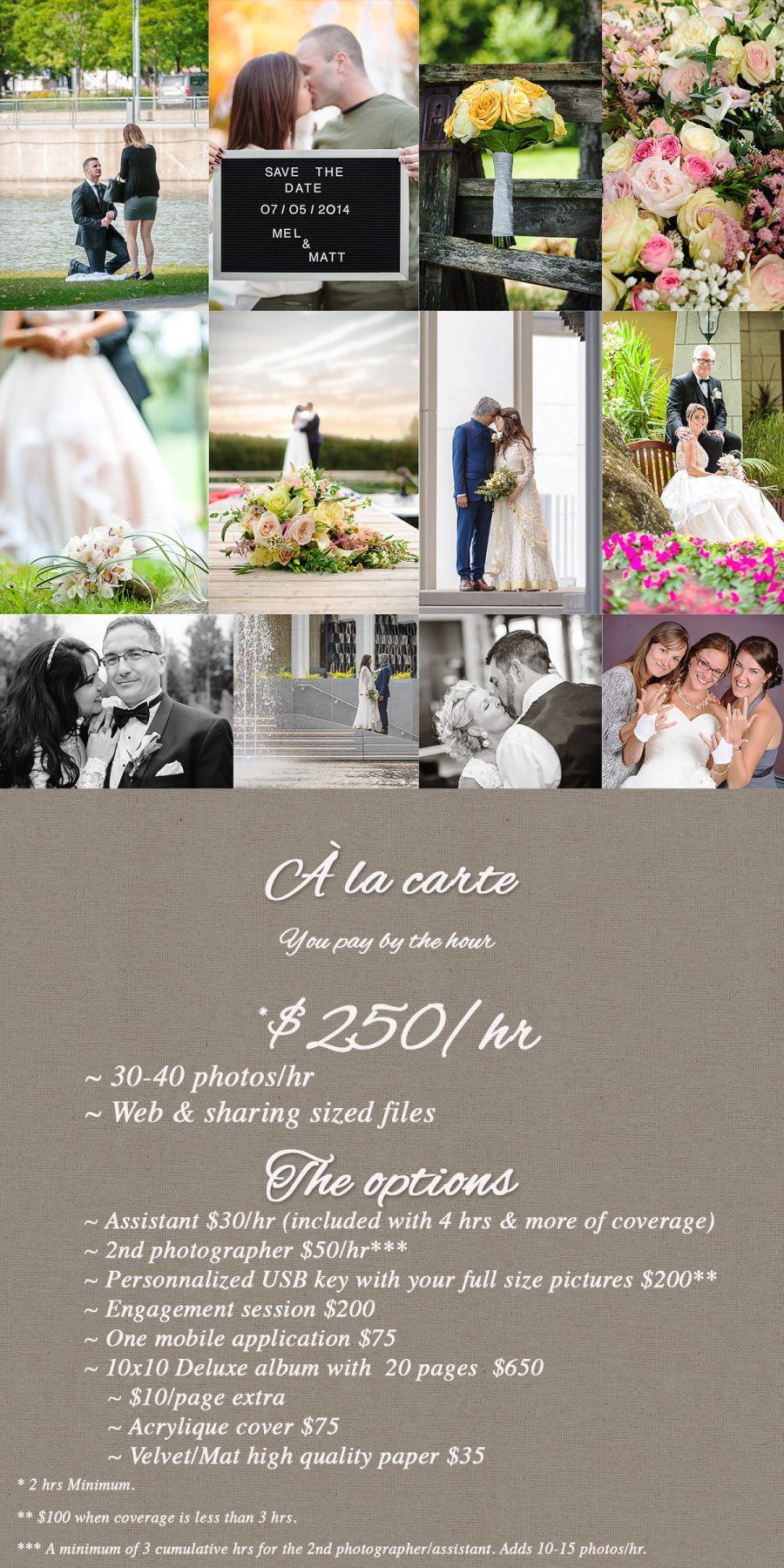 Wedding package : À la Carte