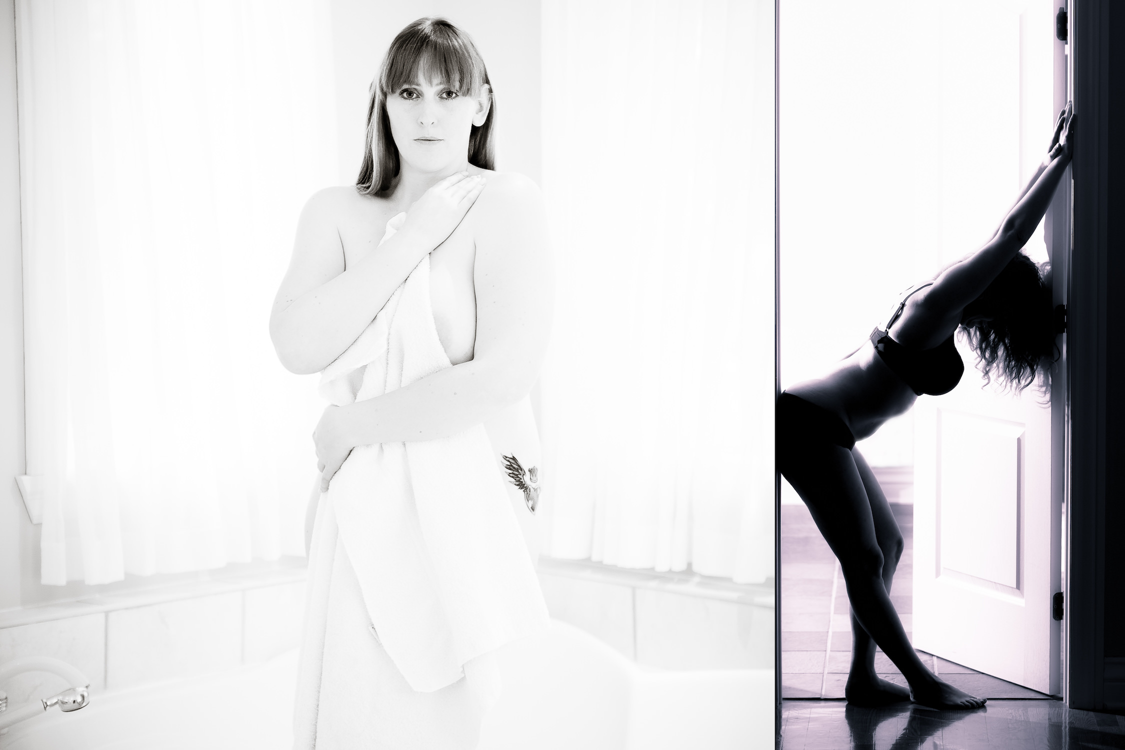 NicoleNue Modèle "In the Bath" et MJay "In the door". KW : Boudoir, semi-nu