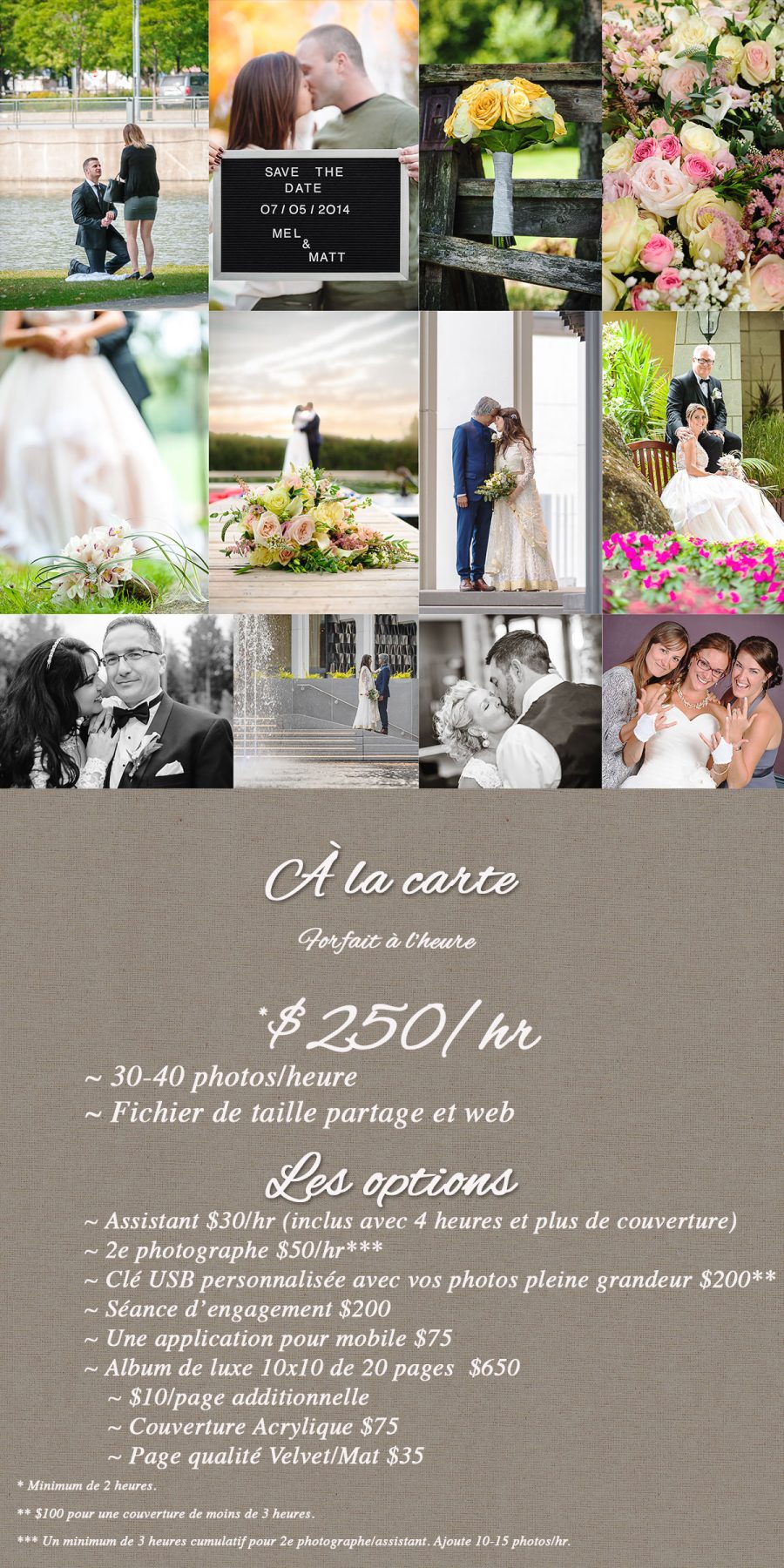 Forfait mariage À la carte